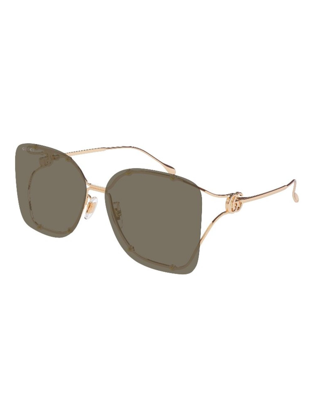 New Gucci Women's Sunglasses Gold Square Brown Lens Metal Frame GG1713SA 002 60